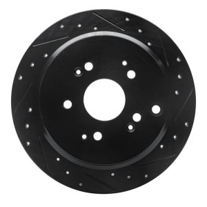 Honda Odyssey Brake Rotor (1) - Rear Right - R1 Concepts - Drilled & Slotted - Black - `02-`04